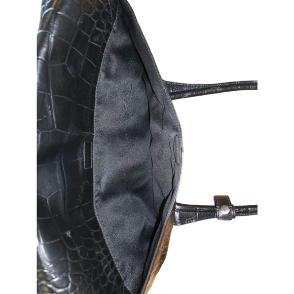 Vintage Kenneth Cole Reaction Black Faux Leather Crocodile Pattern Briefcase Bag - Picture 8 of 16